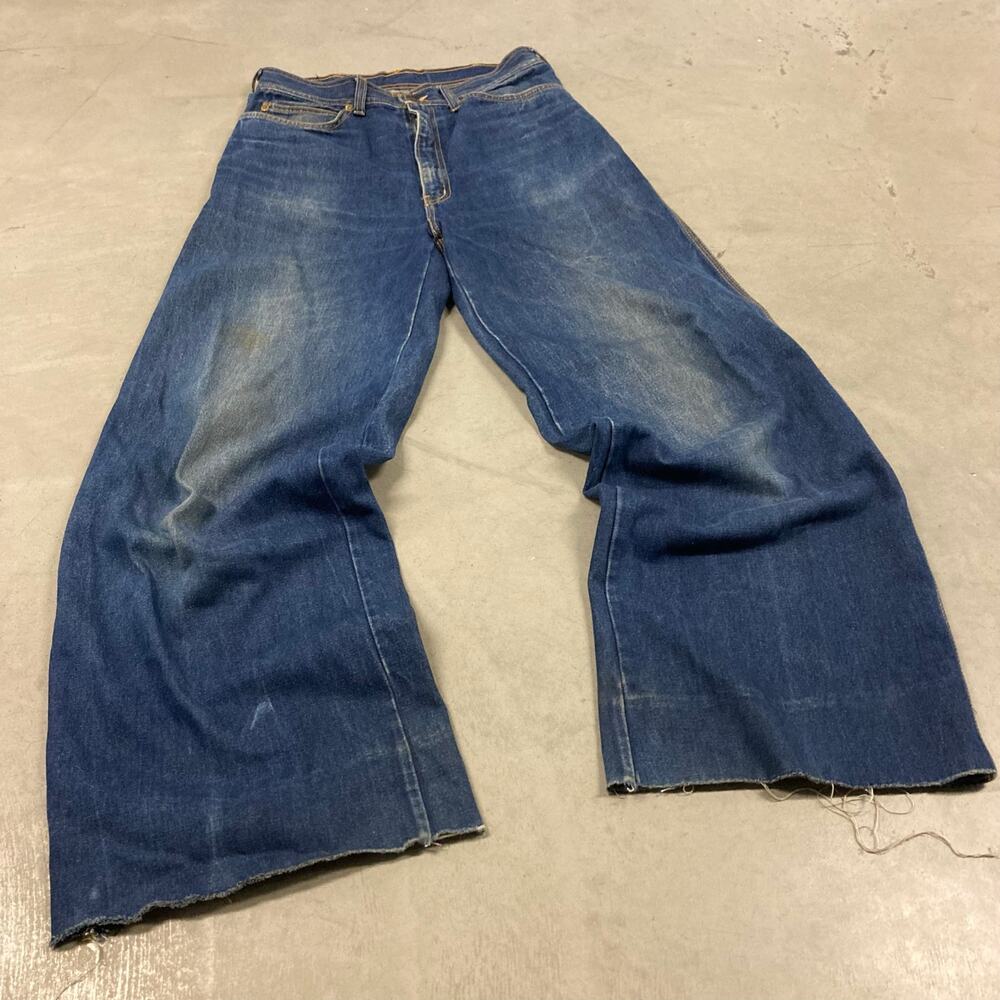 70s bottom haff baggy wide leg jeans 31x32